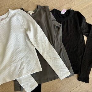 Y2K Lot No Boundaries Waffle Knit  Thermal Shirt Neutral Colors Size S White